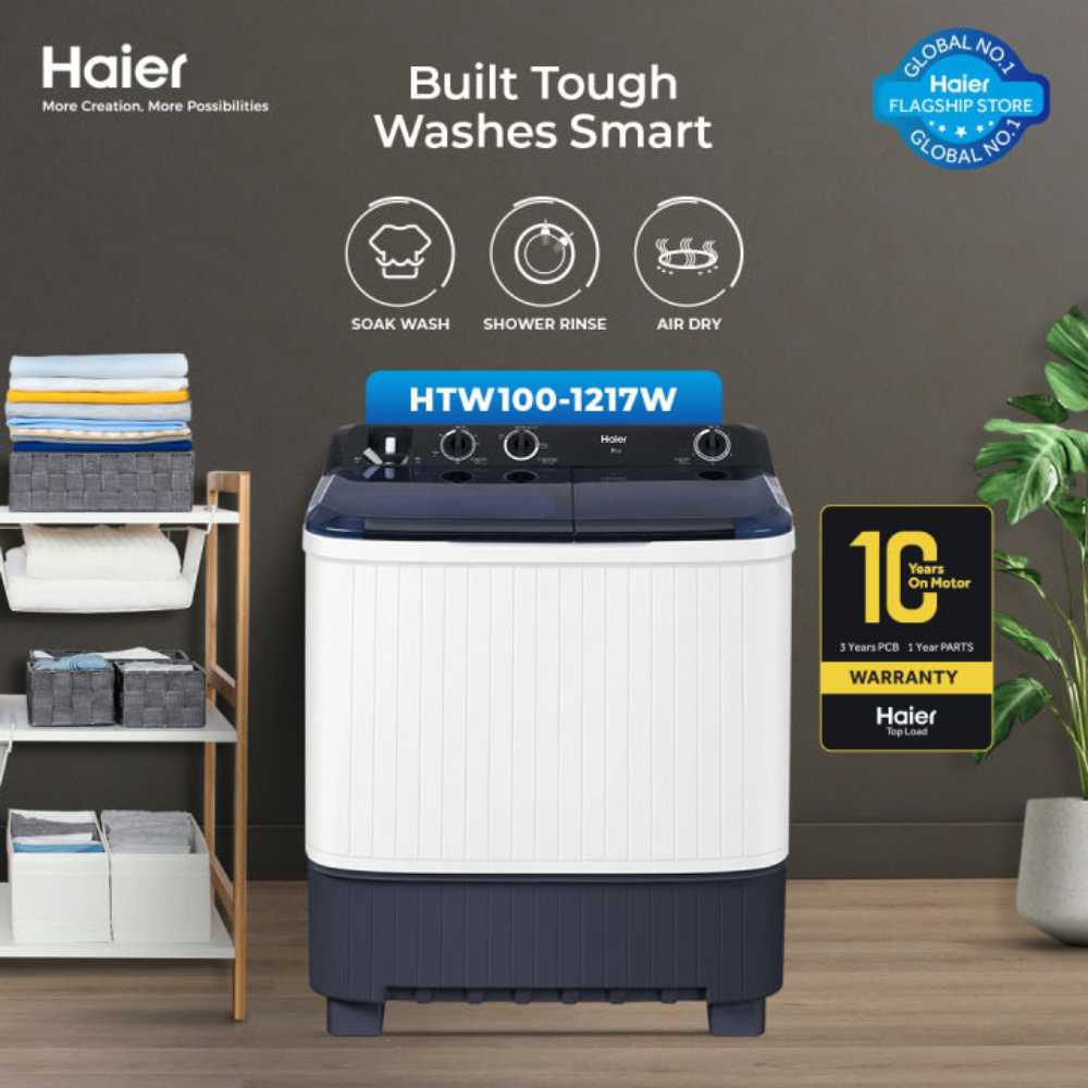Haier  HTW 100-1217 | 10 KG Semi Auto Washing Machine